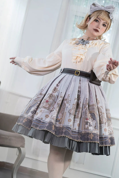 Miss Point - Demon Hunting Notes - Gothic Lolita Cross Print Short Skirt