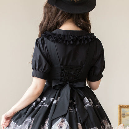 MIST - Semi-sweet Milk Cake - Sweet Lolita Short Sleeve Blouse with Lace Peter Pan Collar