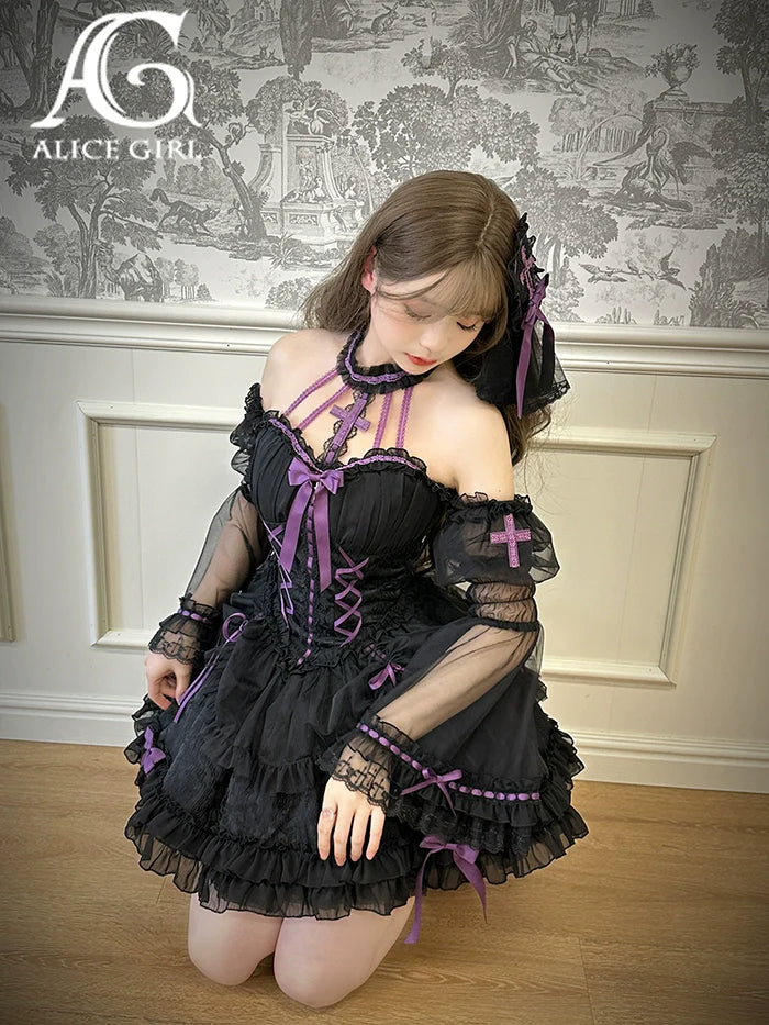 Alice Girl - Cross Princess - Sweet Lolita Princess Sleeves Cross Embroidery Sleeves