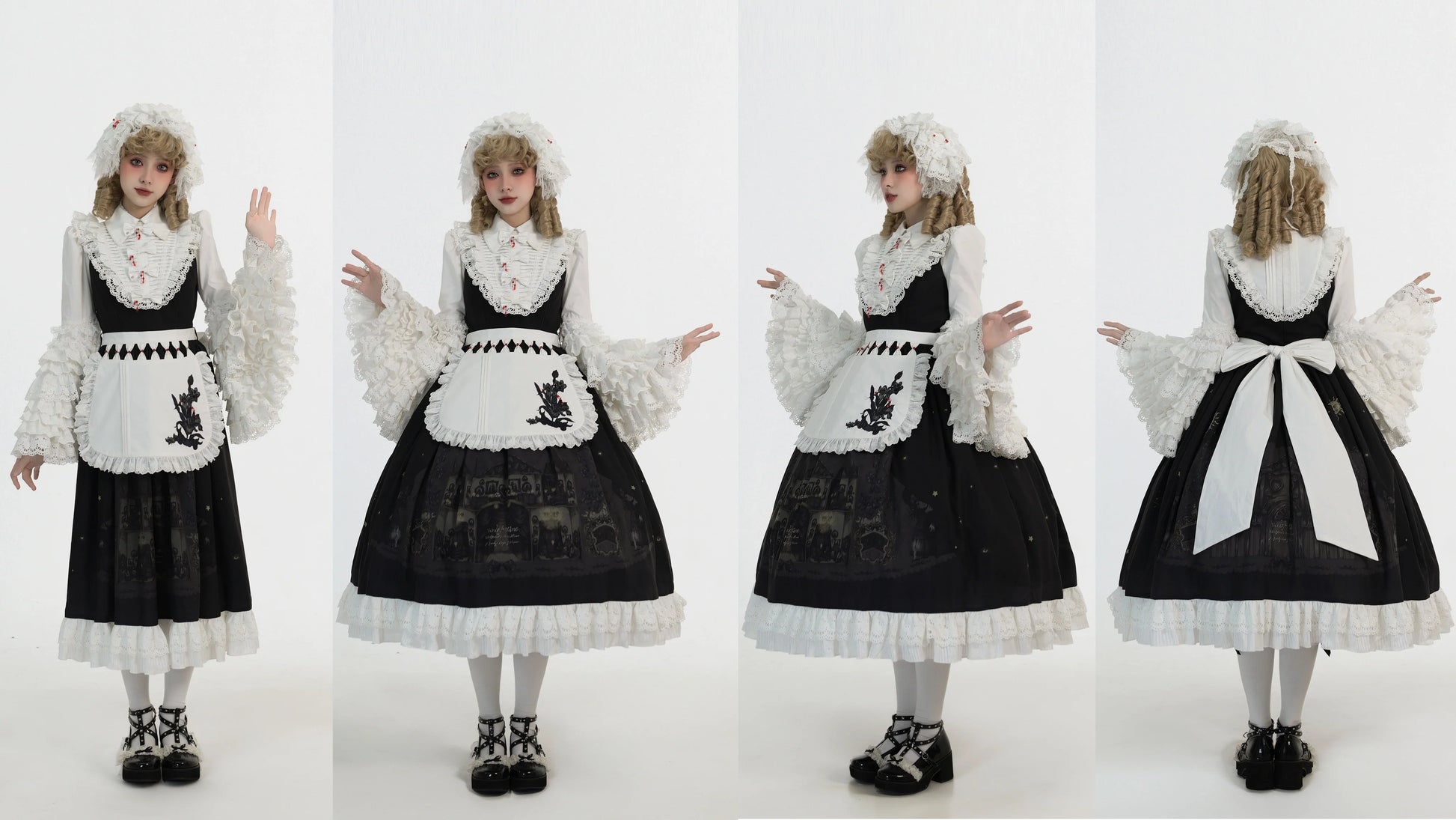 Dark Circle Clinic - Barbara Manor Night - Gothic Lolita JSK Pleated Floral Print Lolita Dress