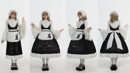 Dark Circle Clinic - Barbara Manor Night - Gothic Lolita JSK Pleated Floral Print Lolita Dress