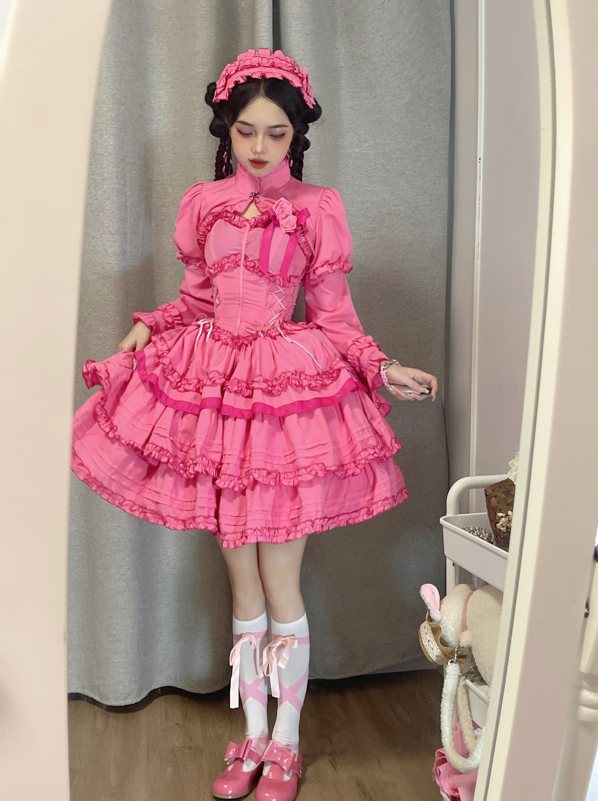 Mengfuzi - LiLith - Christmas Gothic Lolita JSK Dress, Short Sleeve Bolero