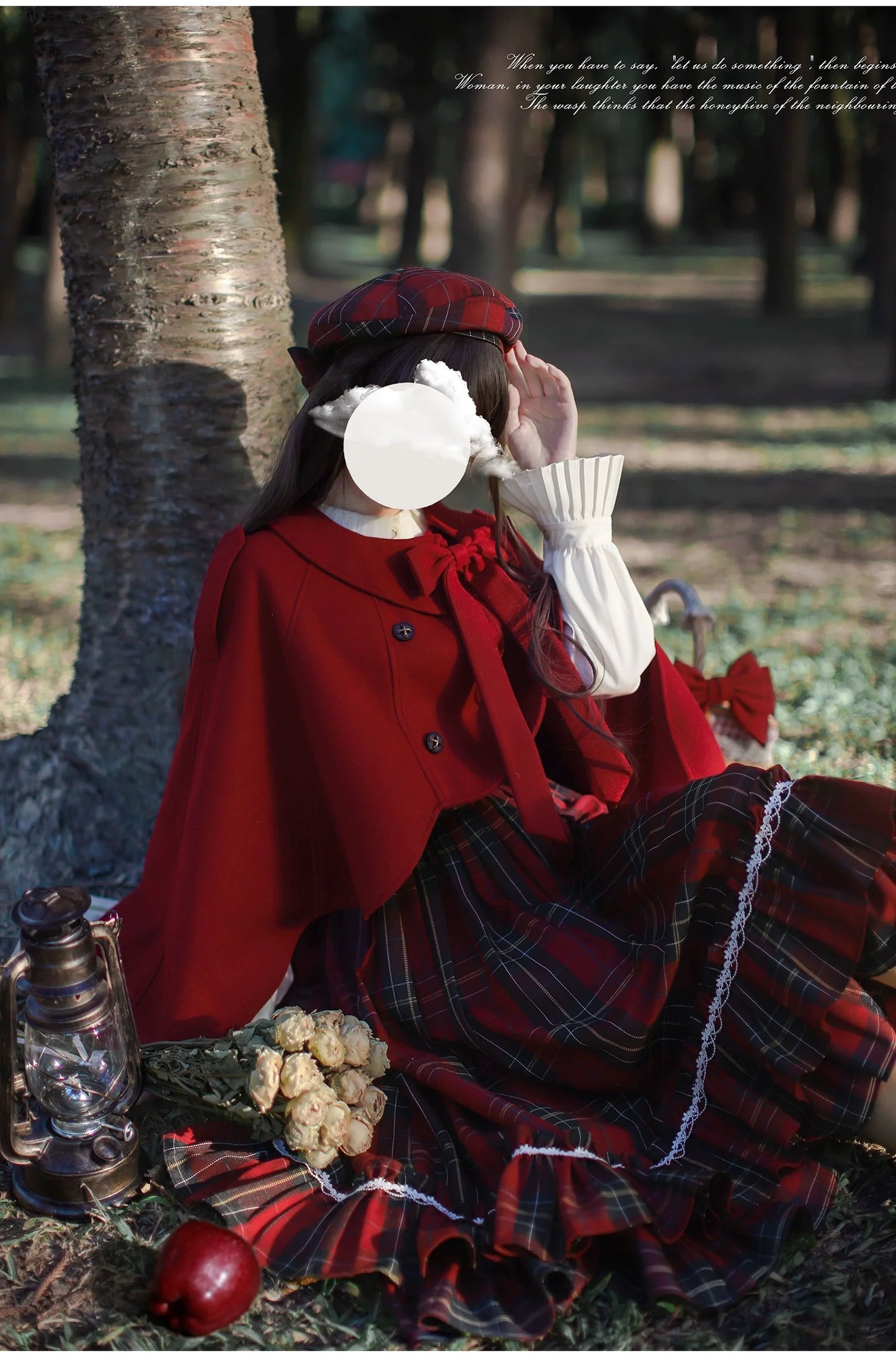 HuTaoMuJK - Little Red Riding Hood - Vintage Lolita Cape & JSK Dress Set