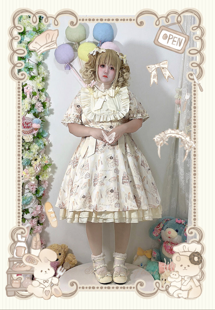 Naomistudio - Cartoon Dogs - Sweet Lolita OP Bows Dress Plus OP