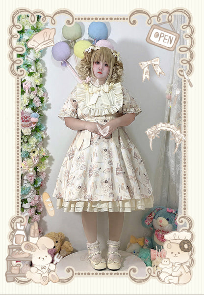 Naomistudio - Cartoon Dogs - Sweet Lolita OP Bows Dress Plus OP
