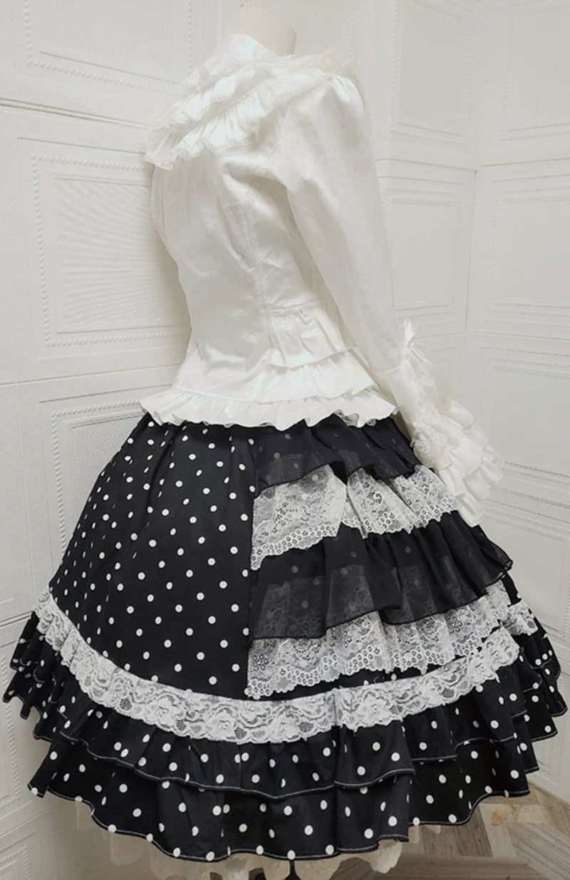 Sweet Angel - Japanese Sweet Lolita Skirt Retro Showa Knee Cake Dress