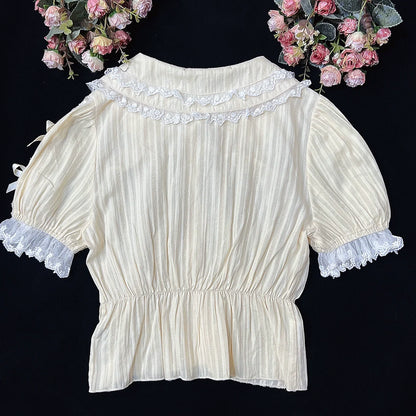 DMFS Lolita - Sweet Lolita Shirt Doll Collar Blouse High-waisted