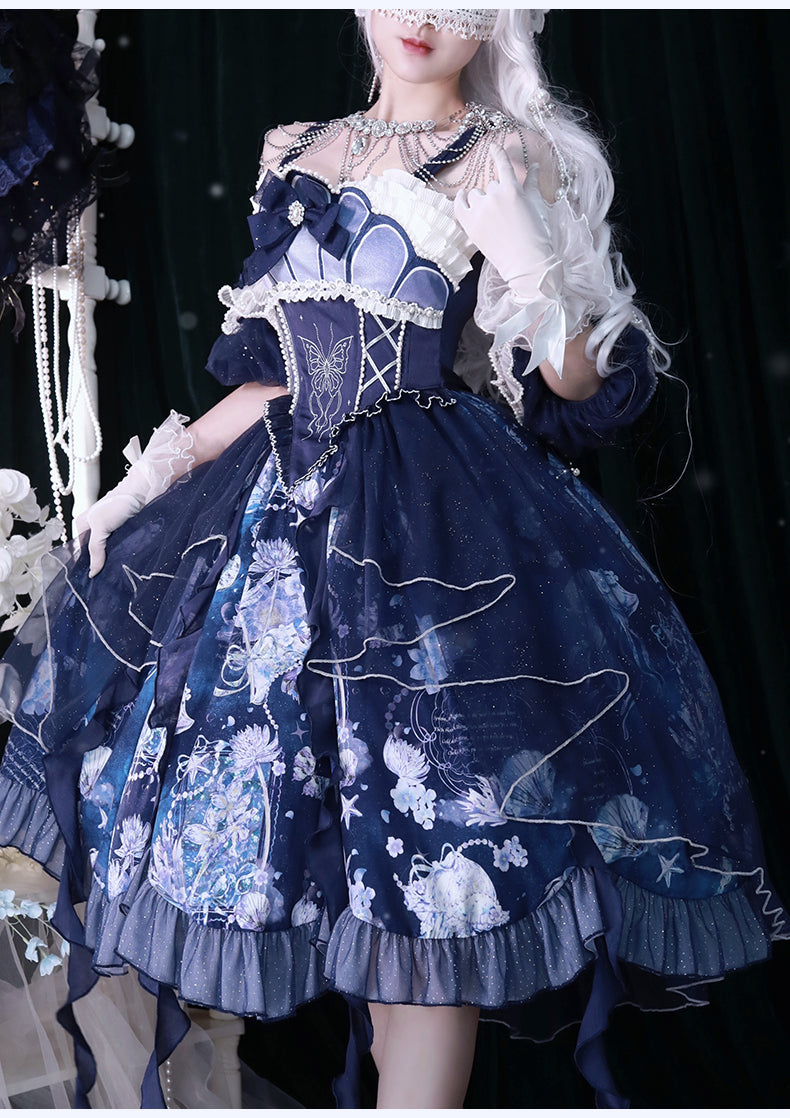 YingLuoFu - Original Elegant Lolita Blue Lolita JSK