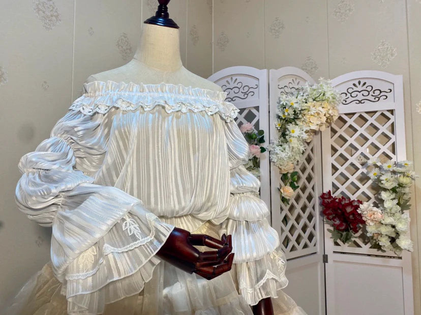 Airfreeing - Wendy - Elegant Lolita Blouse Chiffon Off-Shoulder Virago Sleeve Blouse