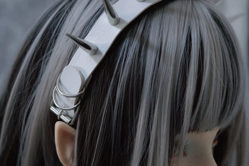 Strange Sugar - Punk Gothic Lolita KC Faux Leather Rivet Hair Accessories