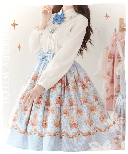Strawberry Witch - Rose Garden Bunny - Daily Lolita Rose Bunny Printing OP JSK Dress Set