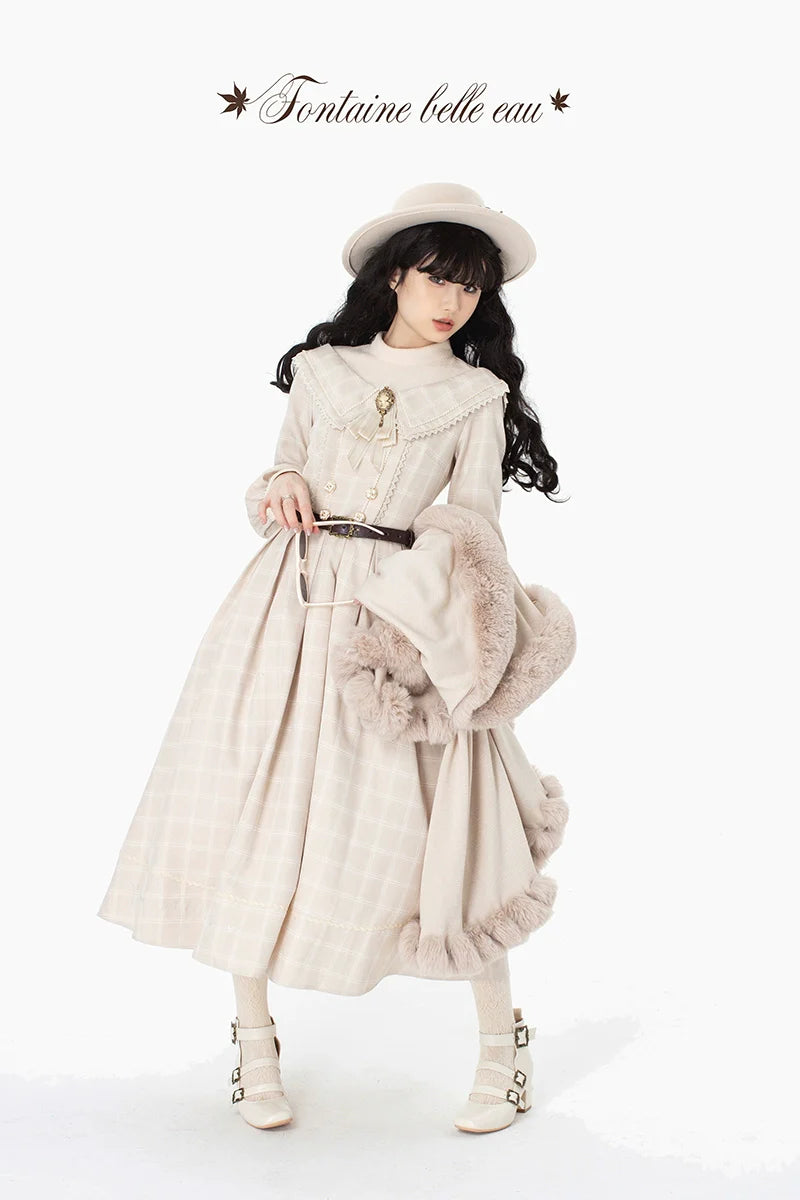 ZeeYe - Maple Dan Bai Lu - Classic Lolita Plaid Dress Long Sleeved OP