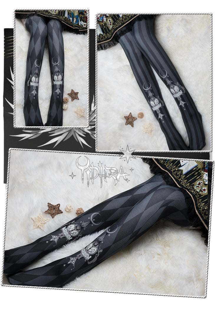 Yidhra - Midnight Circus - Argyle Digital Print Lolita Tights