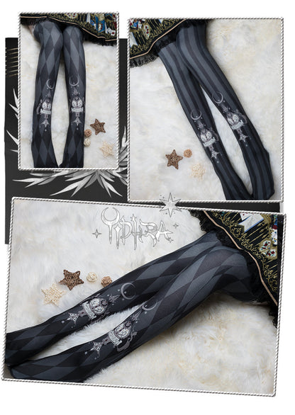 Yidhra - Midnight Circus - Argyle Digital Print Lolita Tights