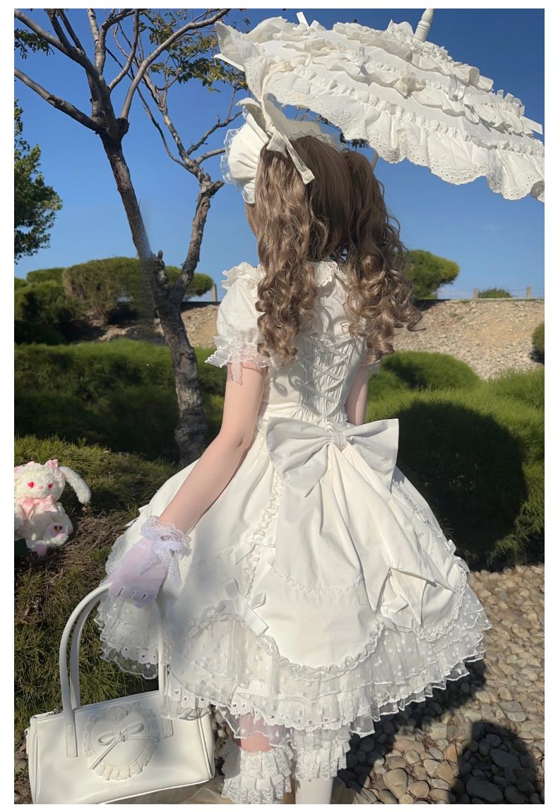 The Seventh Doll - Sweet Diary SP - Vintage Lolita Jumper Dress Petal-like Hem JSK Headdress Set