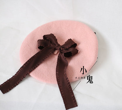 Xiaogui - Sweet Bow Multicolors Lolita Wool Beret