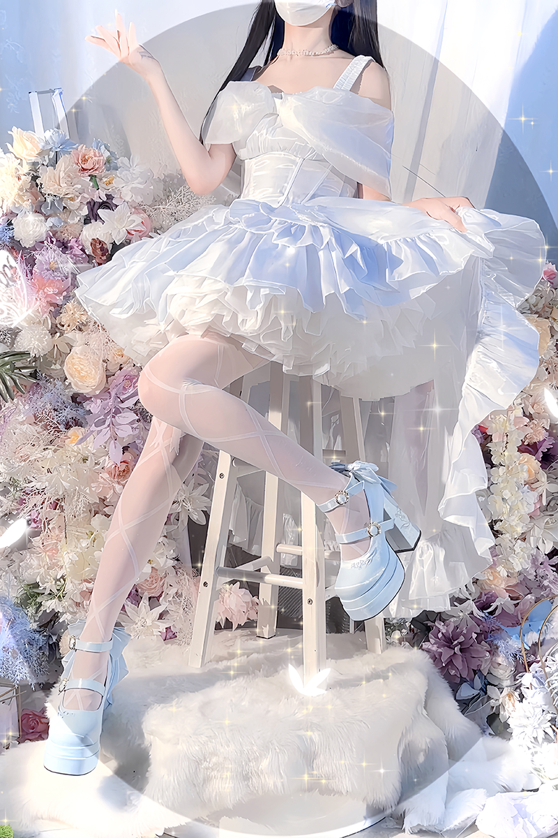 Dreamland - Floating Dream Lily - Elegant Lolita High Heel Shoes, Detachable Bow