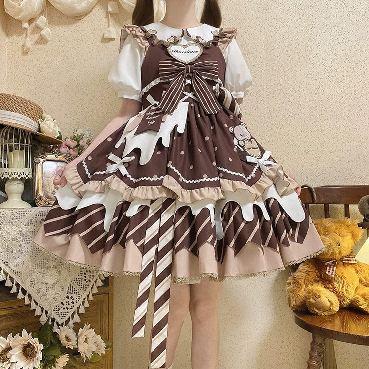 Half Sweet Lolita - Chocolate Milk Pie - Sweet Lolita Jumper Dress Summer Salopette