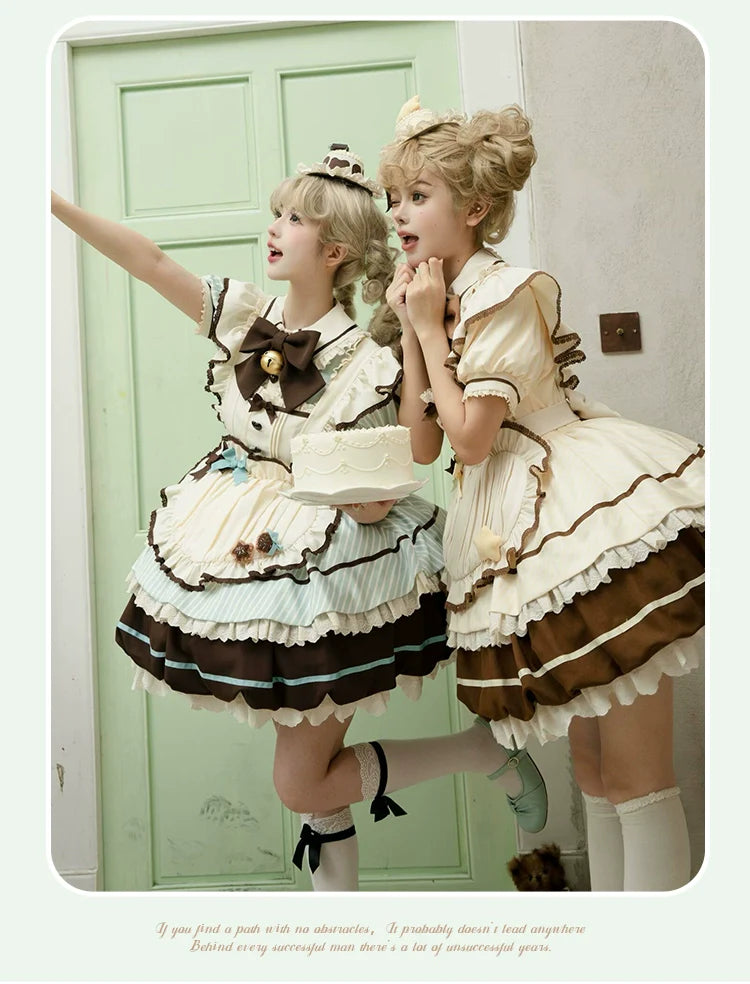 Sakurahime - Berry Bubble - Kawaii Lolita OP Tiered Ruffles Apron Lolita Dress
