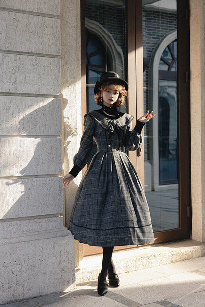 ZeeYe - Maple Dan Bai Lu - Classic Lolita Plaid Dress Long Sleeved OP