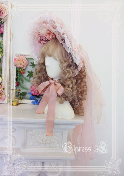 Elpress L - Christmas Flower Hairpins Lolita Mesh Veil KC Bonnet