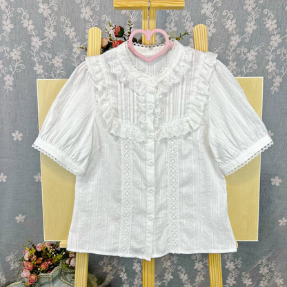 DMFS Lolita - Sweet Lolita Blouse Cotton Summer Short Sleeve Shirt