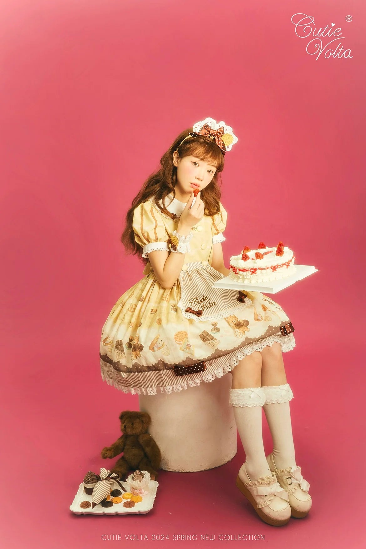 CutieVolta - Blissful Confectionery - Sweet Lolita OP Dress Bear Print JSK