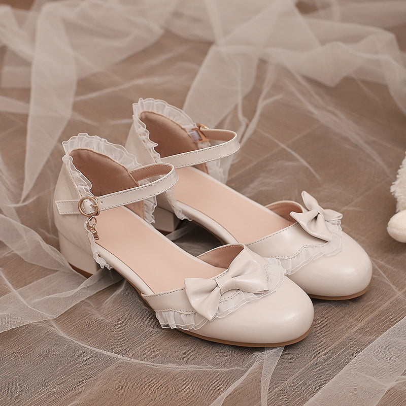 Yana - Sweet Lolita Sandal with Low Chunky Heel and Bow Decoration