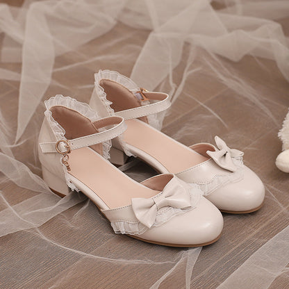Yana - Sweet Lolita Sandal with Low Chunky Heel and Bow Decoration