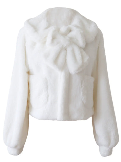 Eieyomi - Daily Lolita Coat Imitation Rabbit Hair Short Winter Coat