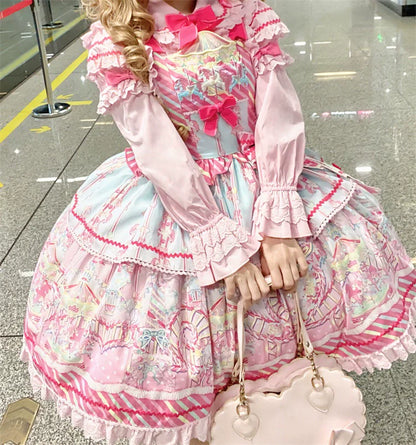 Letters from Unknown Star - Candy Park - Sweet Lolita Print Jumper Dress