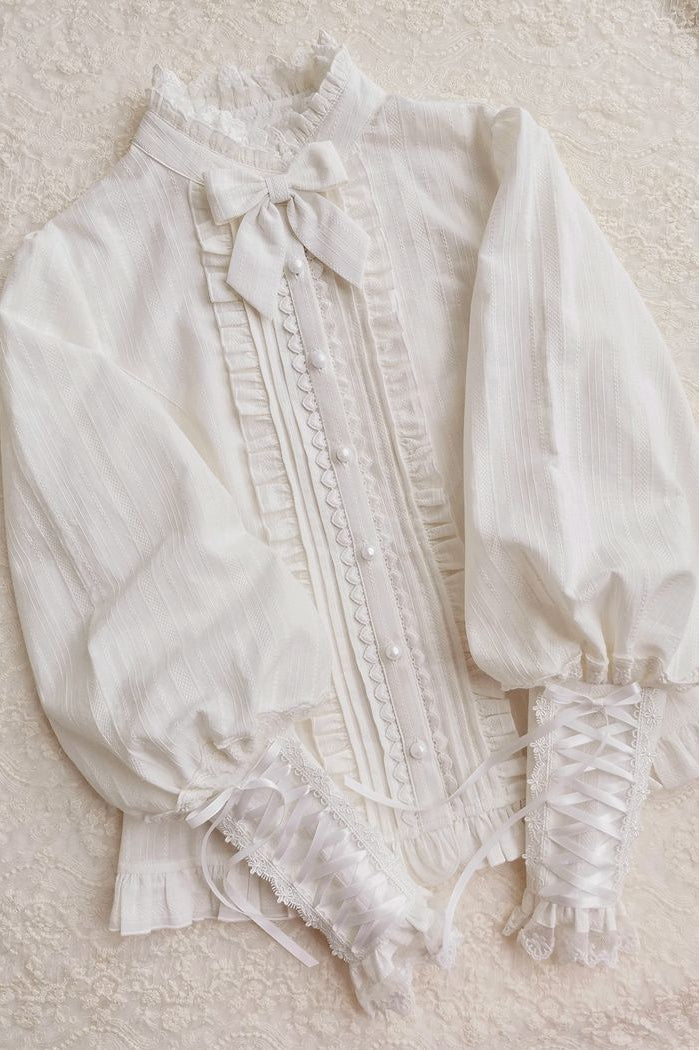 Yilia - Winter Mutton Sleeves Lace Flounce Lolita Blouse