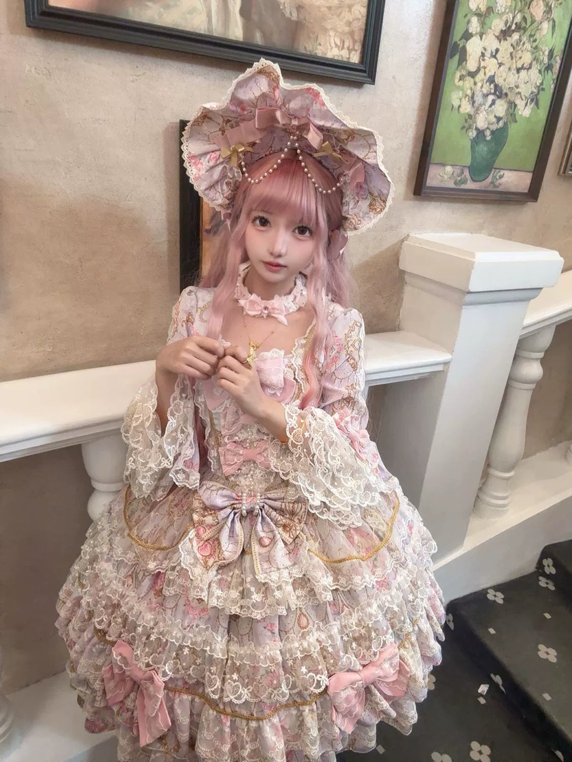 Hanguliang - Candlelight Sonata - Sweet Lolita Long Sleeve OP, Tiered Ruffles