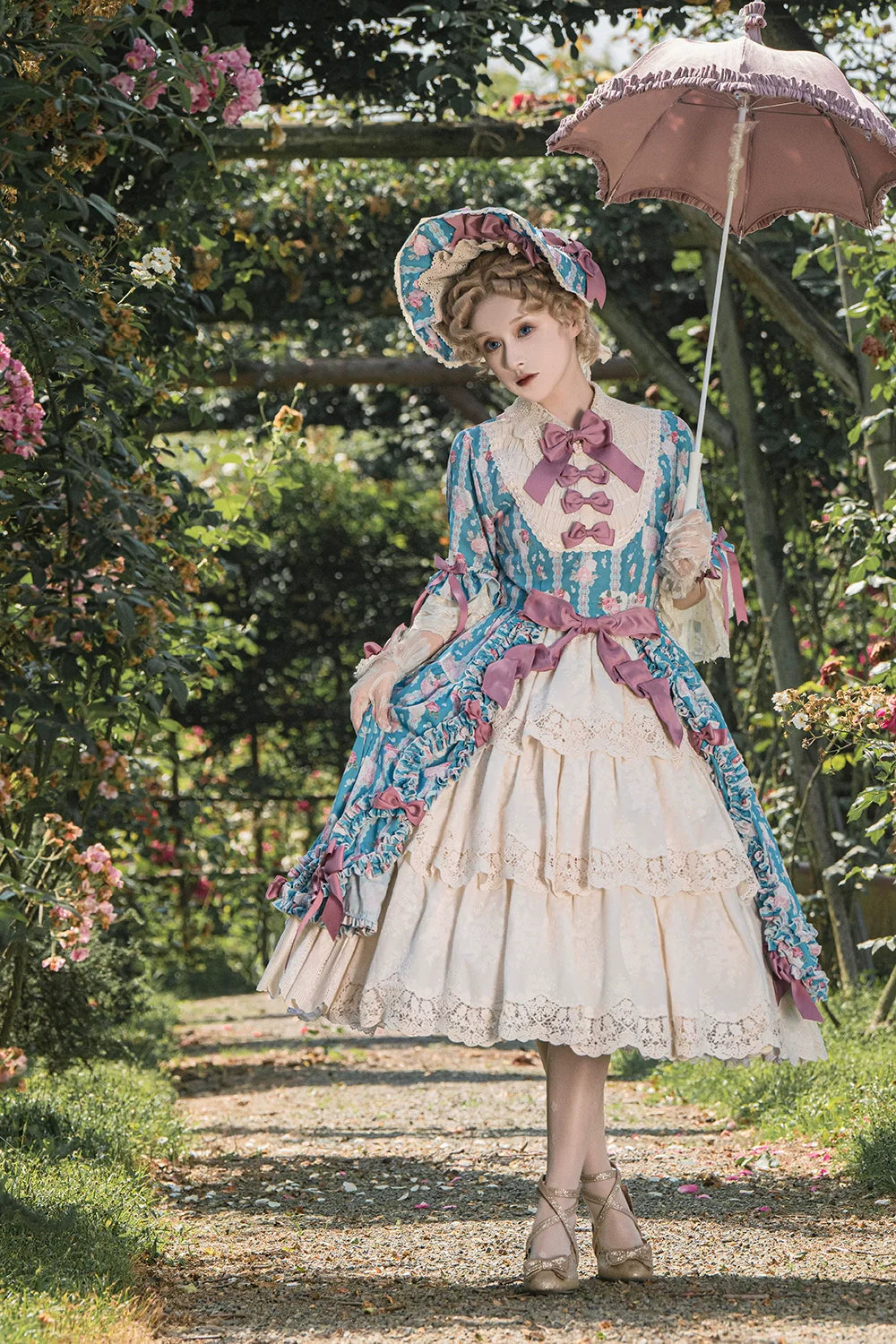 Miss Point - Lilyka Garden - Classic Lolita OP Dress Set Elegant Floral Wall Princess Sleeve