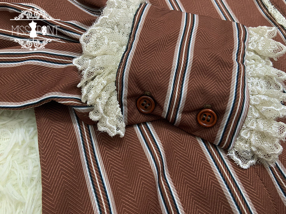 Miss Point - Chocolate Daily Light Sweet Stripe Lolita Blouse