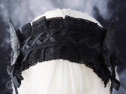 Strange Sugar - Black Wings Halloween Goth Lolita Hairband