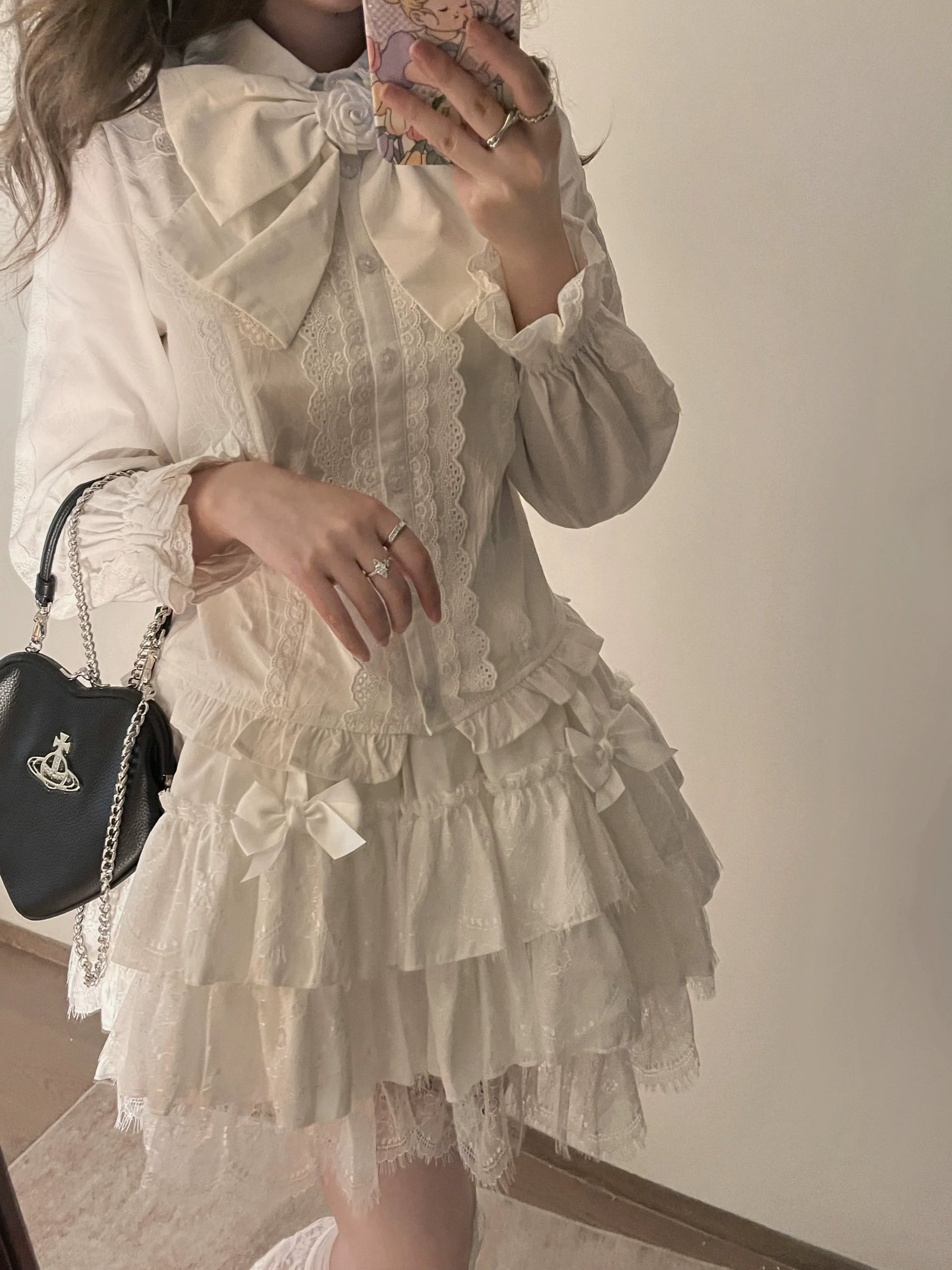 MIST - Lily - Kawaii Lolita Blouse Soft Girl Bubble Puff Sleeve