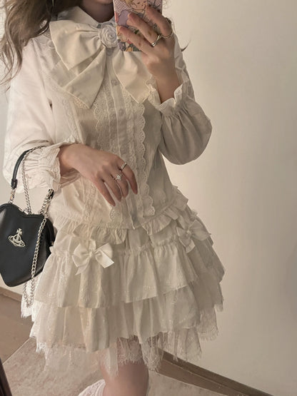 MIST - Lily - Kawaii Lolita Blouse Soft Girl Bubble Puff Sleeve