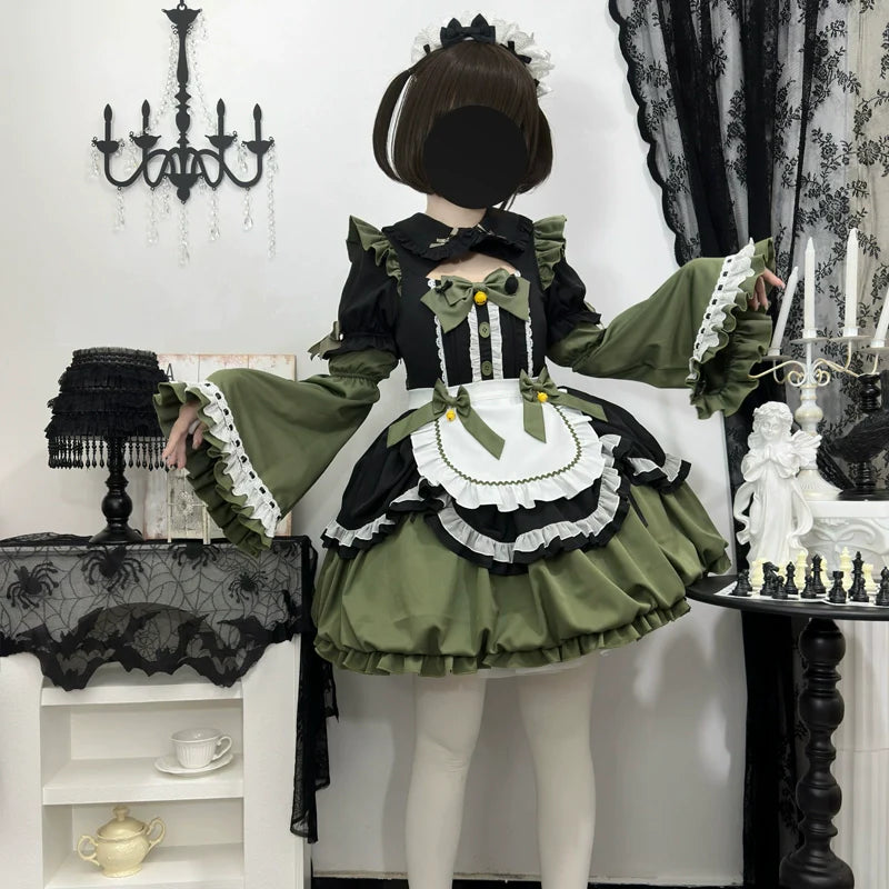 Hanguliang - Cute Maid Lolita Apron OP Dress