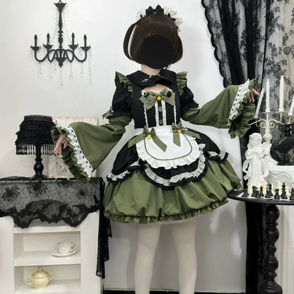 Hanguliang - Cute Maid Lolita Apron OP Dress