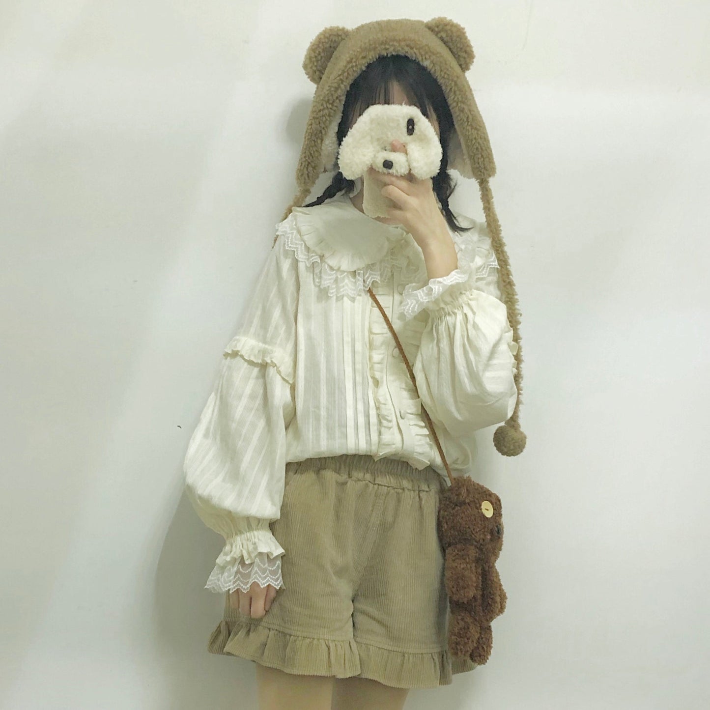 MIST - Cream Sweetheart - Kawaii Lolita Long-sleeve Blouse Multicolors