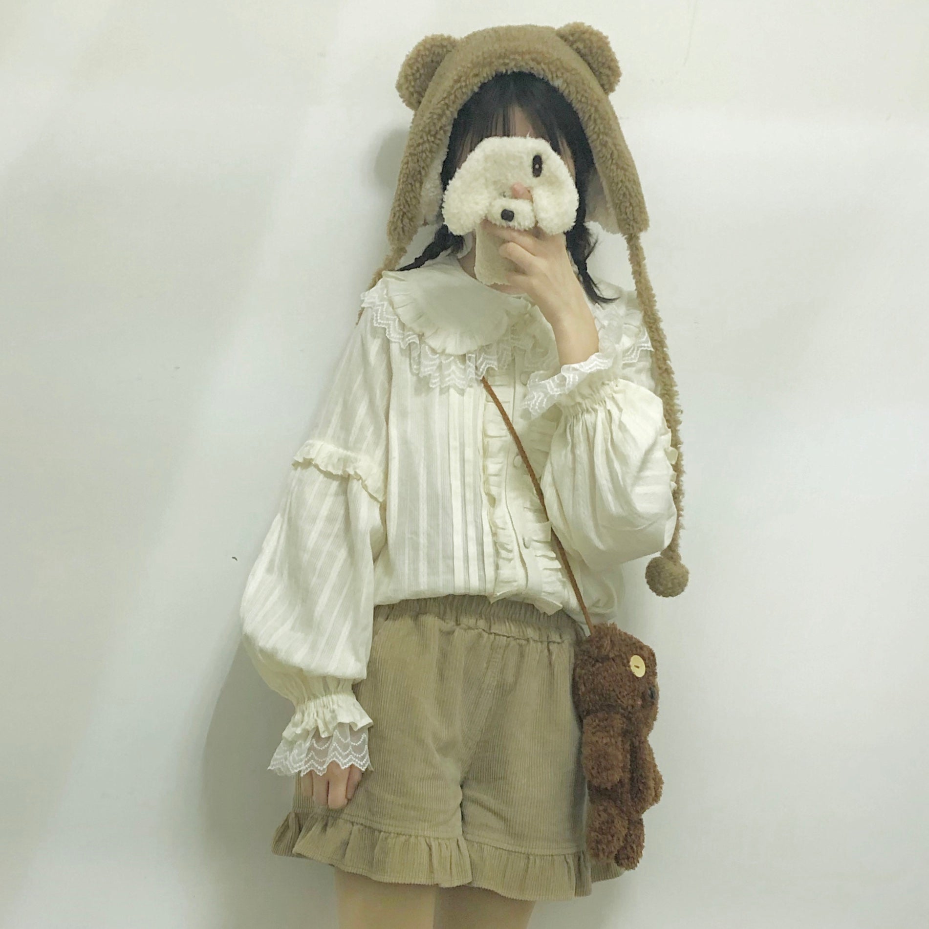 MIST - Cream Sweetheart - Kawaii Lolita Long-sleeve Blouse Multicolors