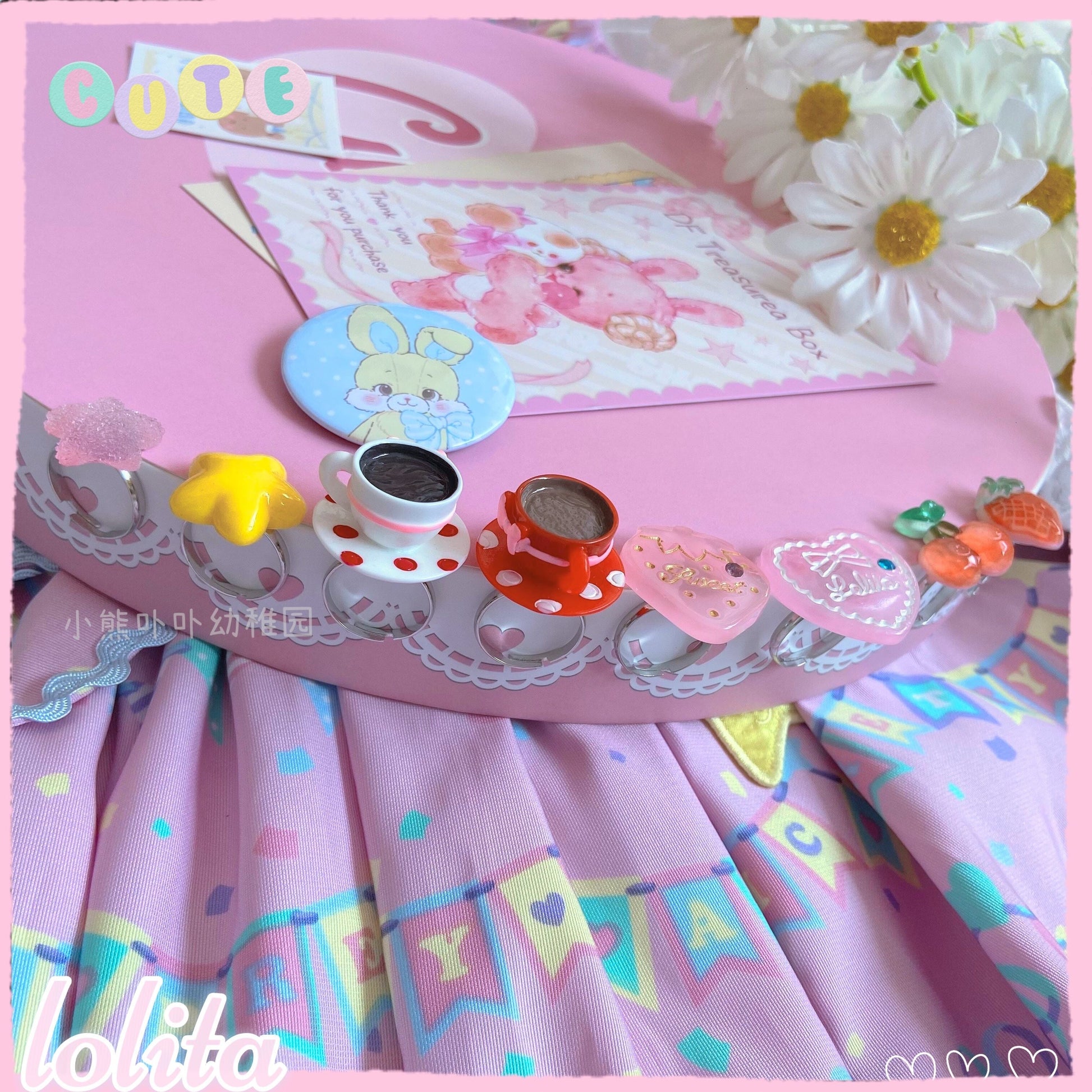 Kawaii Cake Heart Star Strawberry Lolita Rings