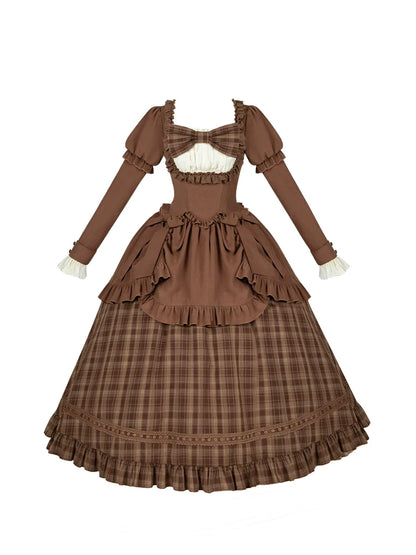 With PUJI - Oak Hymn - Classic Lolita Plaid OP Suit, Side Zipper