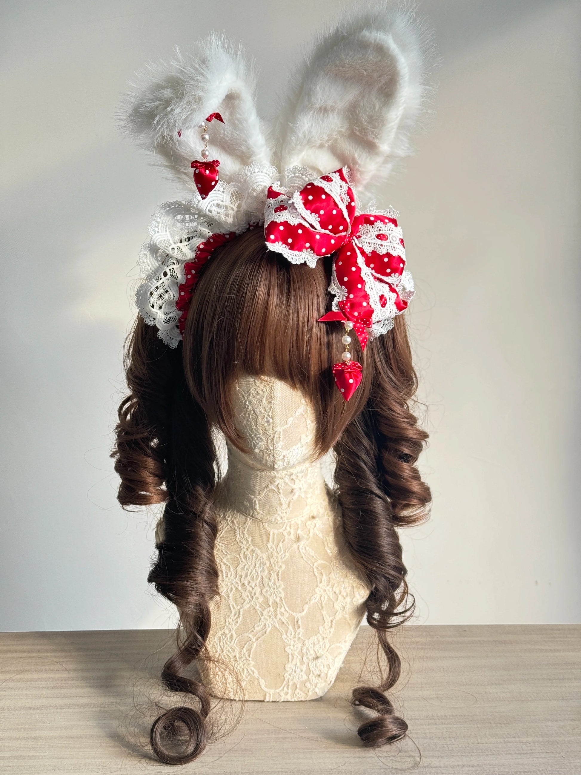 MAID - Sweet Lolita Headdress, Polka Dot Bow, Bunny Ear