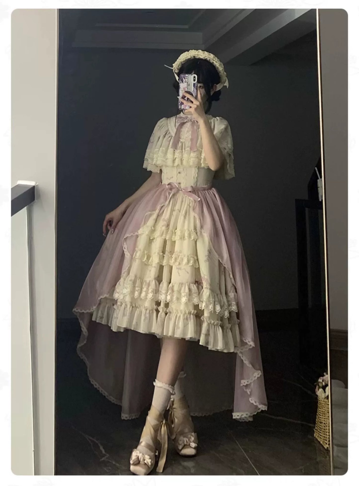 With PUJI - Nanke - Edwardian Collar Classic Lolita OP Dress Outfit