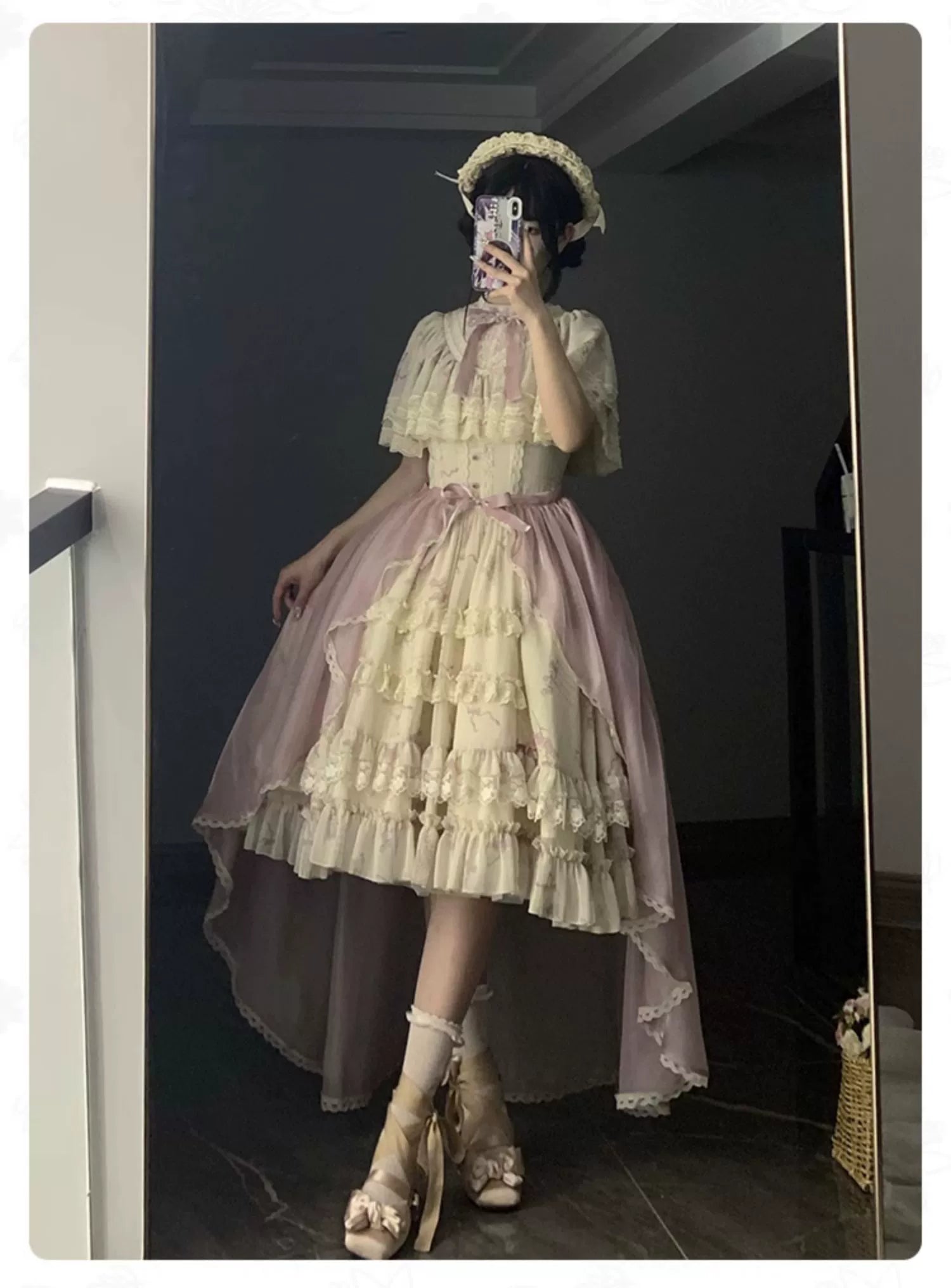 With PUJI - Nanke - Edwardian Collar Classic Lolita OP Dress Outfit