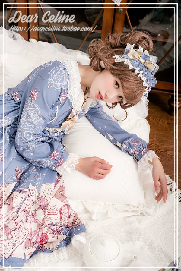 Dear Celine - Cat Professor's Magic Class - Daily Lolita OP Dress Long Sleeve Dress