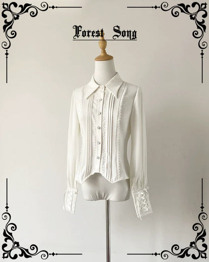 Forest Song - Griffin's Appointment - Vintage Lolita Shirt Pointed Collar