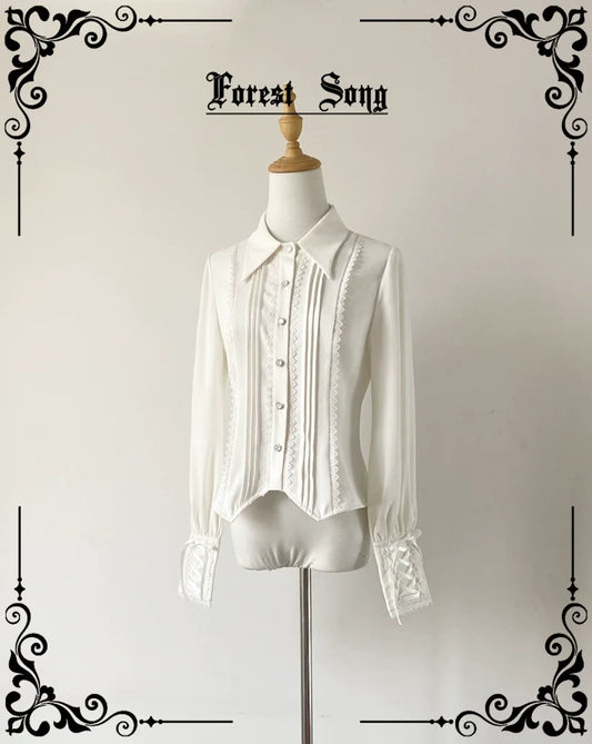 Forest Song - Griffin's Appointment - Vintage Lolita Shirt Pointed Collar
